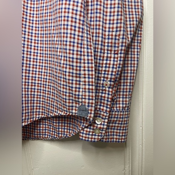 Hartford men’s red, white & blue check button down shirt, men’s medium - Picture 5 of 7
